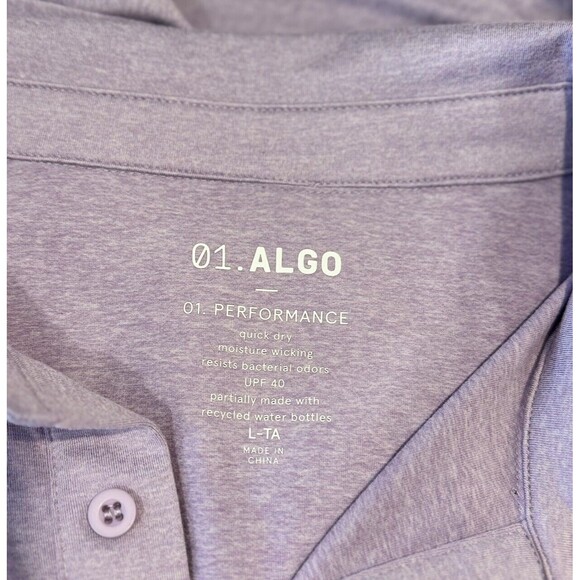 01 Algo Mens Polo Shirt Purple Quick Dry Wicking Performance Golf Large Tall - Picture 3 of 9